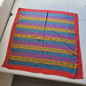 Gucci Scarf Womens One Size Multicolor Horse Stripe Square Equestrian Print